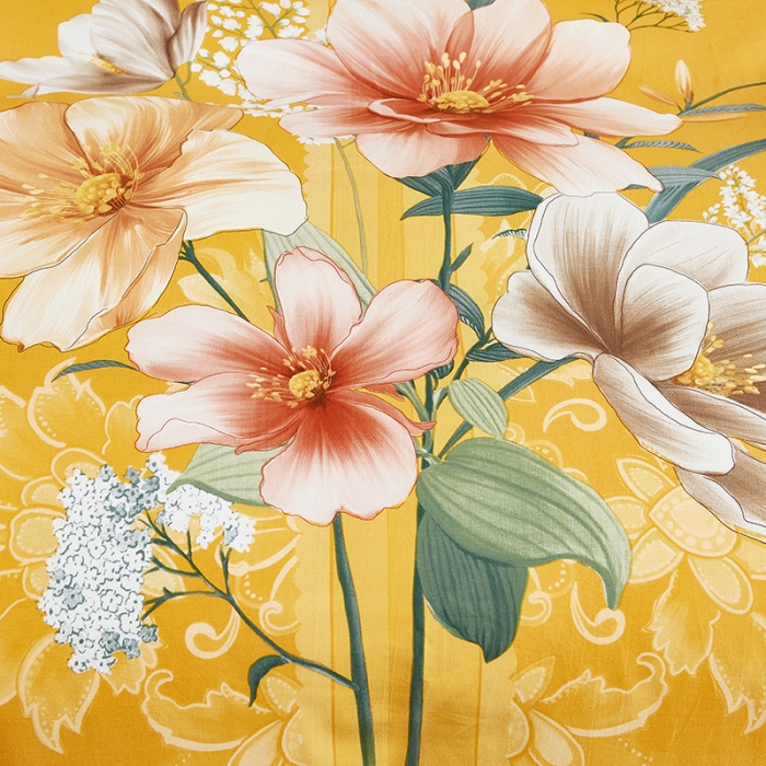 91家纺网 家纺一手货源 找家纺 雲归梦2021全棉大版生态磨毛四件套花卉花型第1批碧玉成妆黄