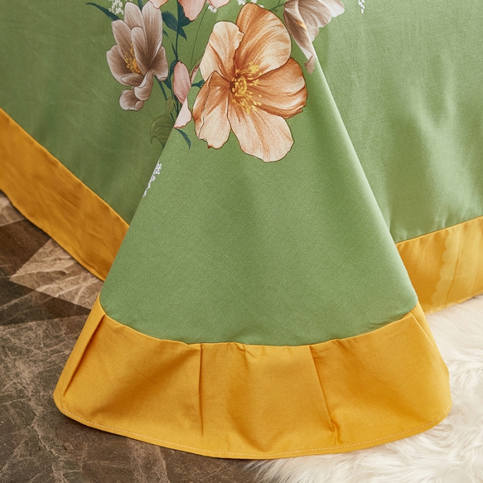 91家纺网 家纺一手货源 找家纺 雲归梦2021全棉大版生态磨毛四件套花卉花型第1批碧玉成妆黄