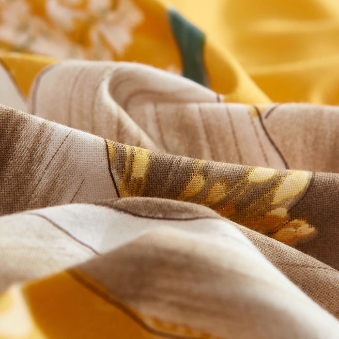 91家纺网 家纺一手货源 找家纺 雲归梦2021全棉大版生态磨毛四件套花卉花型第1批碧玉成妆黄