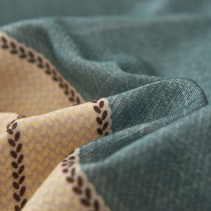 91家纺网 家纺一手货源 找家纺 雲归梦2021全棉大版生态磨毛四件套格条花型第1批 曼克绿