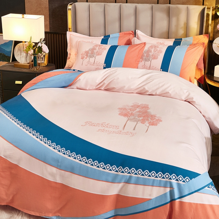 91家纺网 家纺一手货源 找家纺 雲归梦2021全棉大版生态磨毛四件套花卉花型第1批 布鲁斯