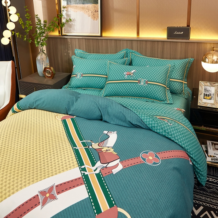 91家纺网 家纺一手货源 找家纺 雲归梦2021全棉大版生态磨毛四件套格条花型第1批 蒙利斯