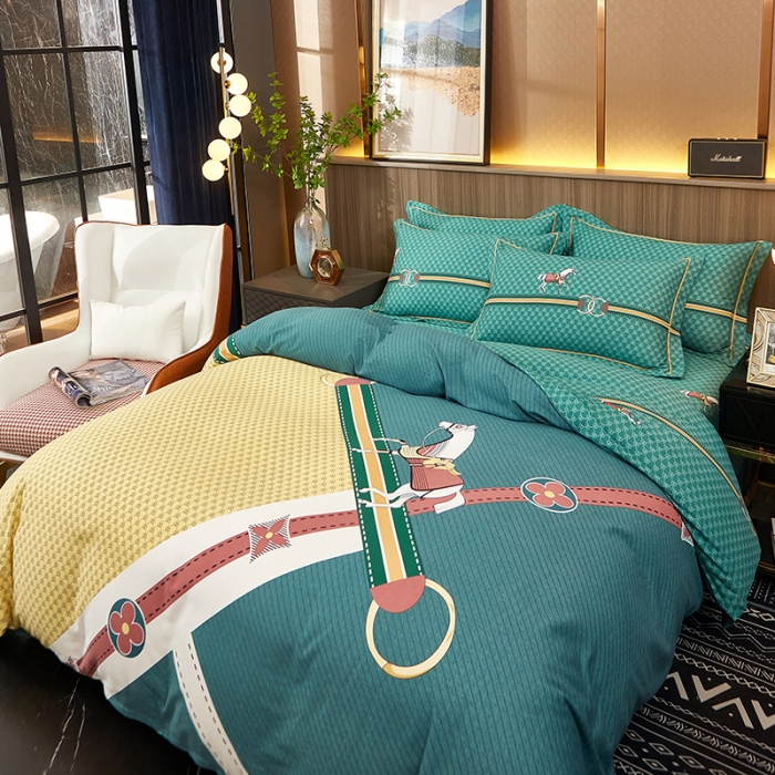 91家纺网 家纺一手货源 找家纺 雲归梦2021全棉大版生态磨毛四件套格条花型第1批 蒙利斯