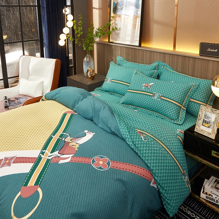 91家纺网 家纺一手货源 找家纺 雲归梦2021全棉大版生态磨毛四件套格条花型第1批 蒙利斯