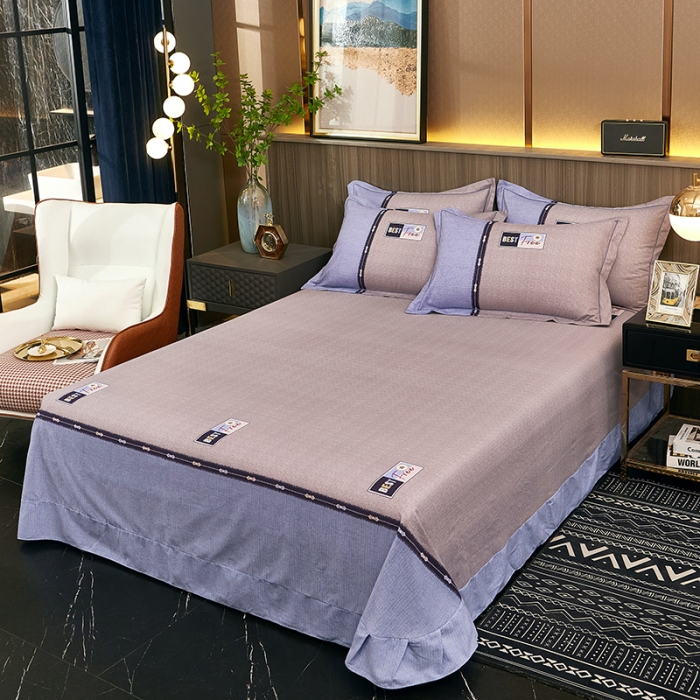 91家纺网 家纺一手货源 找家纺 雲归梦2021全棉大版生态磨毛四件套格条花型第1批 摩卡时代