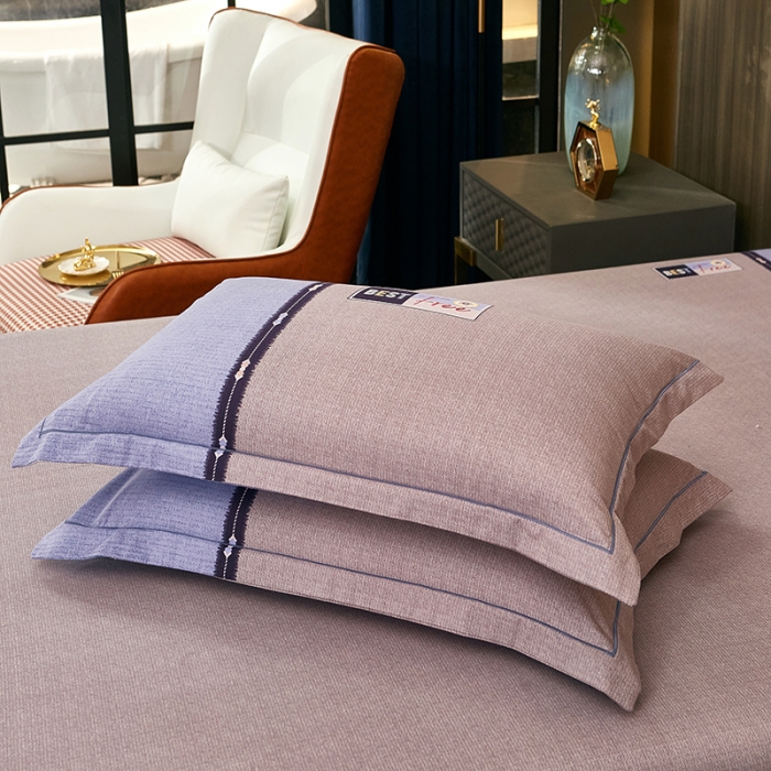 91家纺网 家纺一手货源 找家纺 雲归梦2021全棉大版生态磨毛四件套格条花型第1批 摩卡时代