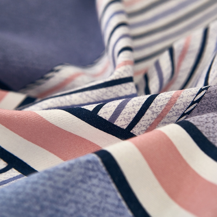 91家纺网 家纺一手货源 找家纺 雲归梦2021全棉大版生态磨毛四件套格条花型第1批 摩卡时代