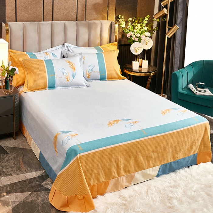 91家纺网 家纺一手货源 找家纺 雲归梦2021全棉大版生态磨毛四件套花卉花型第1批 彩羽