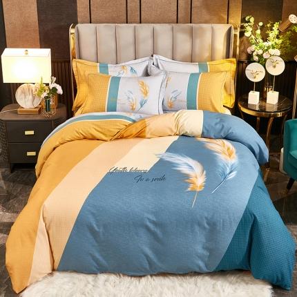 雲归梦2021全棉大版生态磨毛四件套花卉花型第1批 彩羽