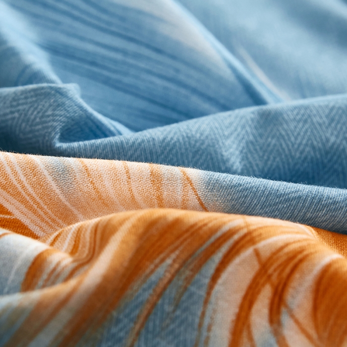 91家纺网 家纺一手货源 找家纺 雲归梦2021全棉大版生态磨毛四件套花卉花型第1批 彩羽