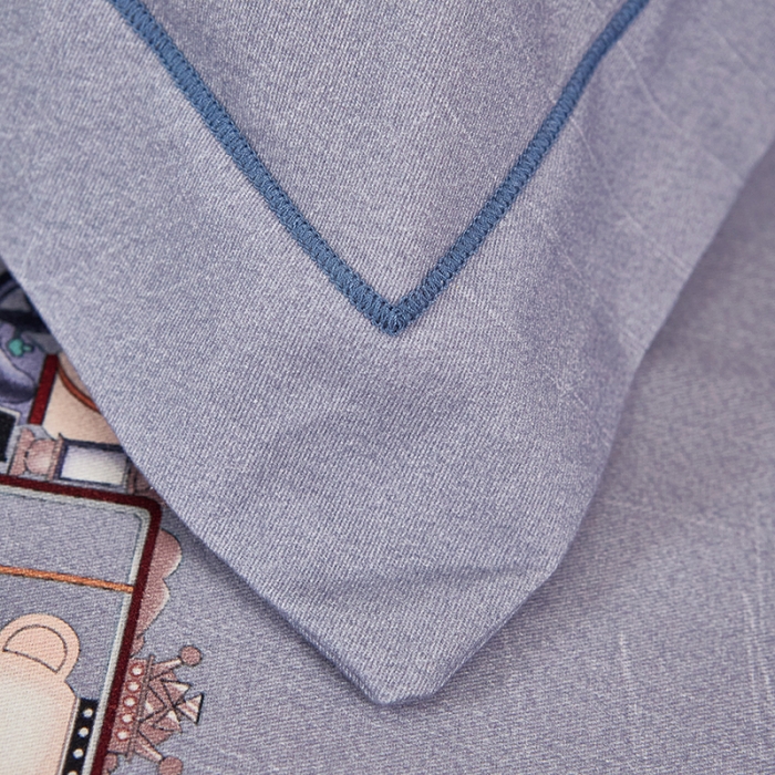 91家纺网 家纺一手货源 找家纺 雲归梦2021全棉大版生态磨毛四件套格条花型第1批魔力时代蓝