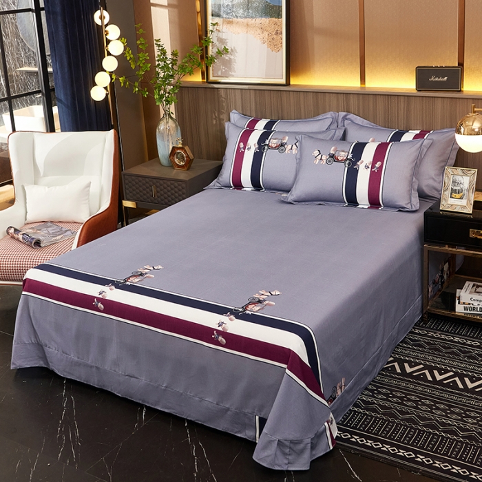 91家纺网 家纺一手货源 找家纺 雲归梦2021全棉大版生态磨毛四件套格条花型第1批魔力时代蓝