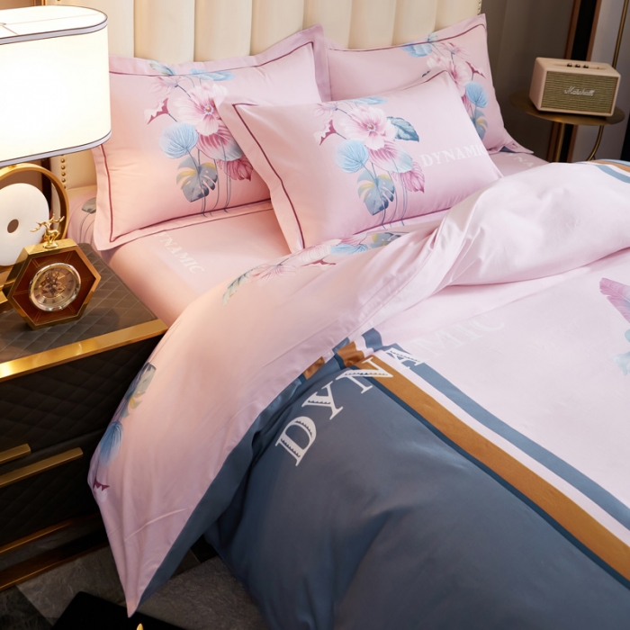 91家纺网 家纺一手货源 找家纺 雲归梦2021全棉大版生态磨毛四件套花卉花型第1批 晨风漫语