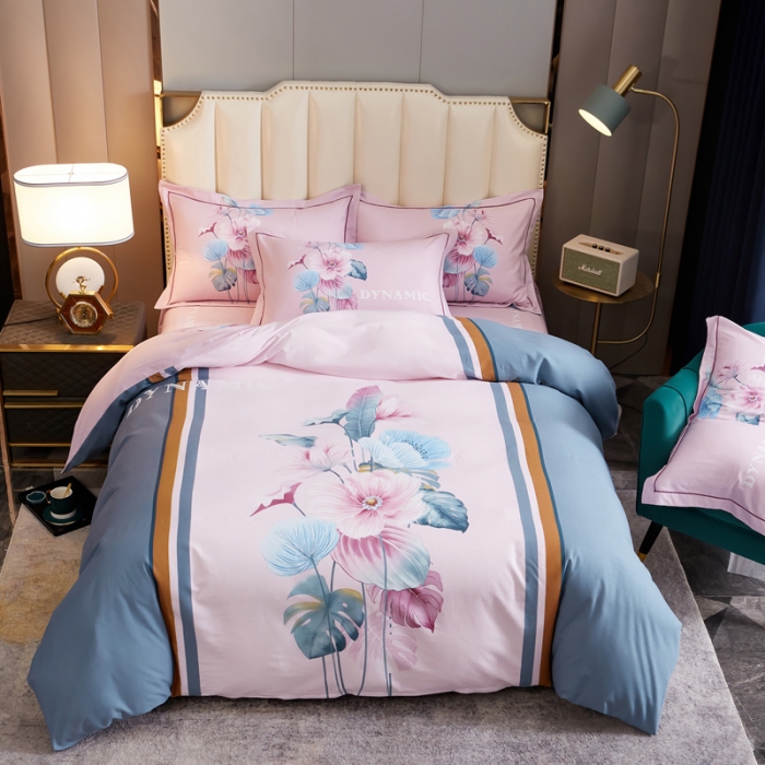 91家纺网 家纺一手货源 找家纺 雲归梦2021全棉大版生态磨毛四件套花卉花型第1批 晨风漫语