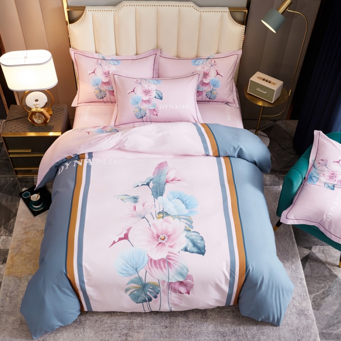 91家纺网 家纺一手货源 找家纺 雲归梦2021全棉大版生态磨毛四件套花卉花型第1批 晨风漫语