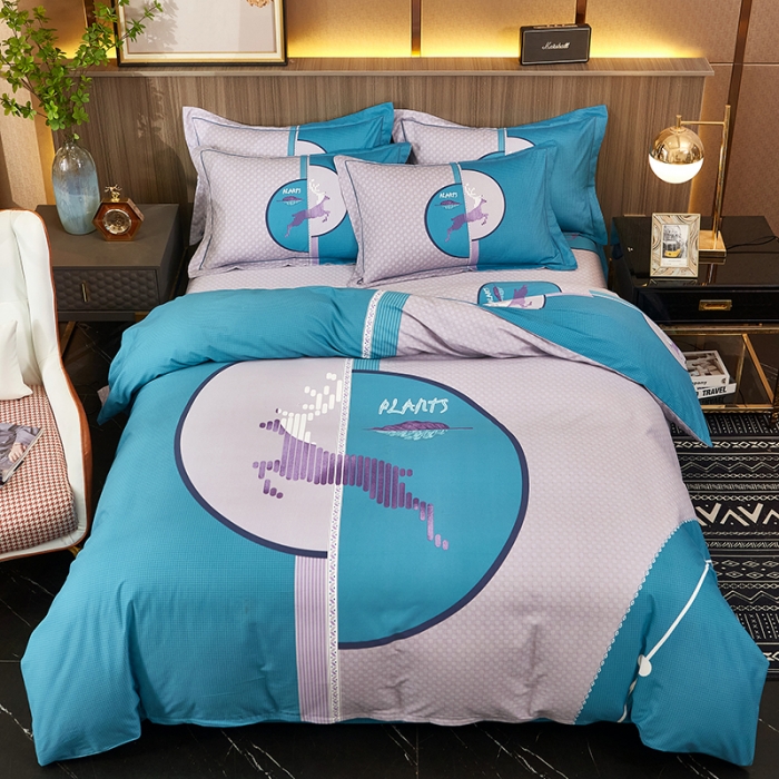 91家纺网 家纺一手货源 找家纺 雲归梦2021全棉大版生态磨毛四件套格条花型第1批 破晓