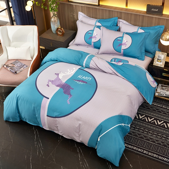 91家纺网 家纺一手货源 找家纺 雲归梦2021全棉大版生态磨毛四件套格条花型第1批 破晓