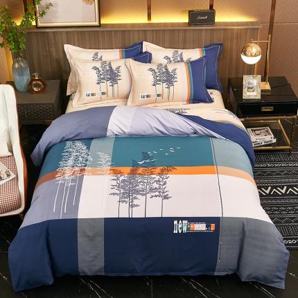 91家纺网 家纺一手货源 找家纺 雲归梦2021全棉大版生态磨毛四件套格条花型第1批 琼林玉树