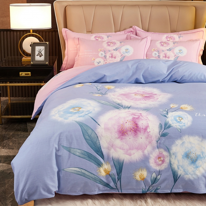 91家纺网 家纺一手货源 找家纺 雲归梦2021全棉大版生态磨毛四件套花卉花型第1批 黛茜尼兰