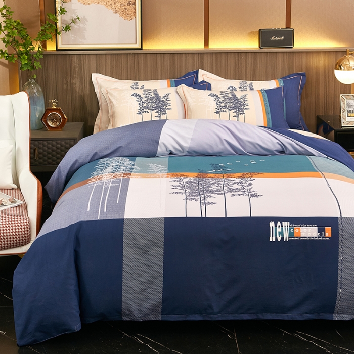 91家纺网 家纺一手货源 找家纺 雲归梦2021全棉大版生态磨毛四件套格条花型第1批 琼林玉树