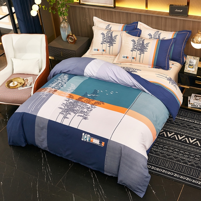 91家纺网 家纺一手货源 找家纺 雲归梦2021全棉大版生态磨毛四件套格条花型第1批 琼林玉树