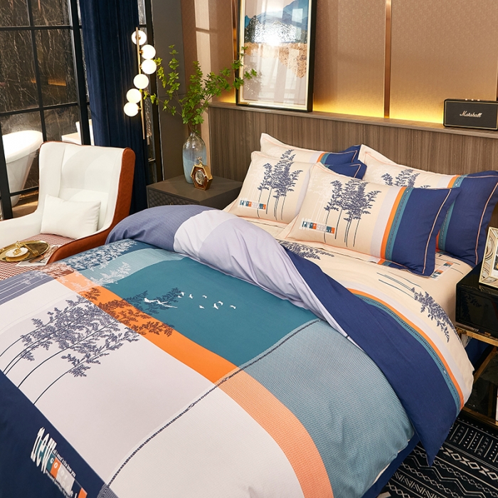 91家纺网 家纺一手货源 找家纺 雲归梦2021全棉大版生态磨毛四件套格条花型第1批 琼林玉树