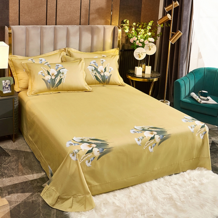 91家纺网 家纺一手货源 找家纺 雲归梦2021全棉大版生态磨毛四件套花卉花型第1批叠翠流金兰