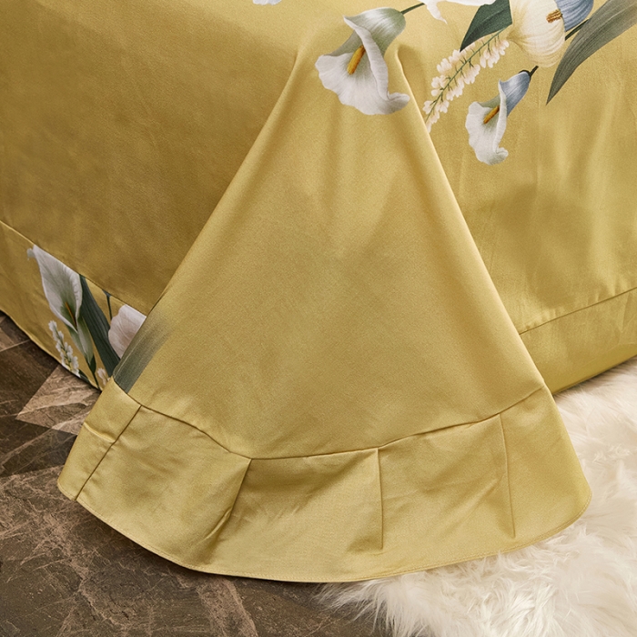 91家纺网 家纺一手货源 找家纺 雲归梦2021全棉大版生态磨毛四件套花卉花型第1批叠翠流金兰