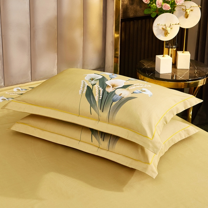 91家纺网 家纺一手货源 找家纺 雲归梦2021全棉大版生态磨毛四件套花卉花型第1批叠翠流金兰