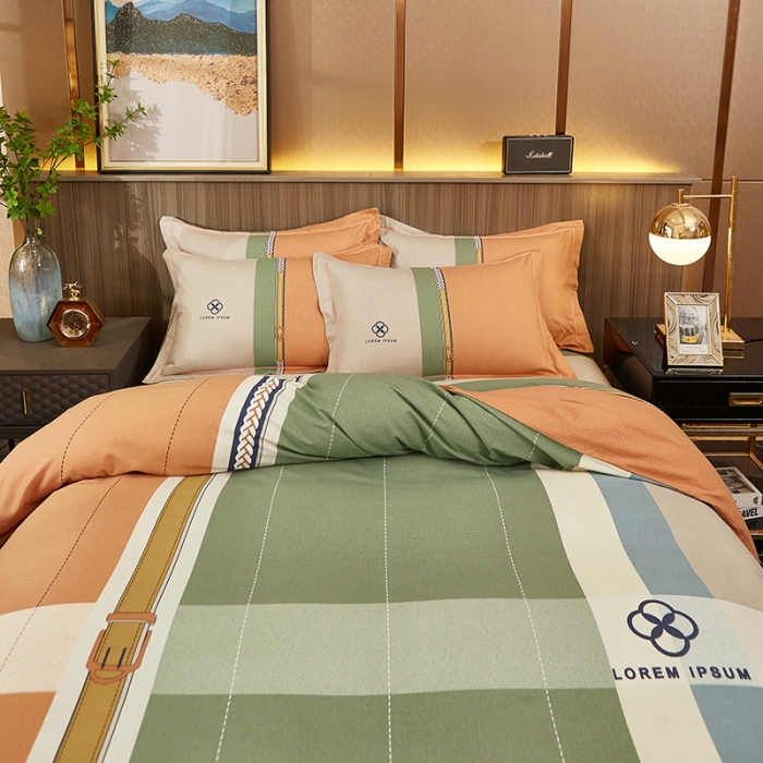 91家纺网 家纺一手货源 找家纺 雲归梦2021全棉大版生态磨毛四件套格条花型第1批 如梦令