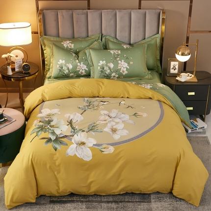 91家纺网 家纺一手货源 找家纺 雲归梦2021全棉大版生态磨毛四件套花卉花型第1批 婀娜多姿