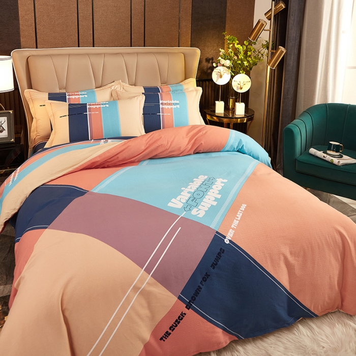 91家纺网 家纺一手货源 找家纺 雲归梦2021全棉大版生态磨毛四件套格条花型第1批 瑞芙丽