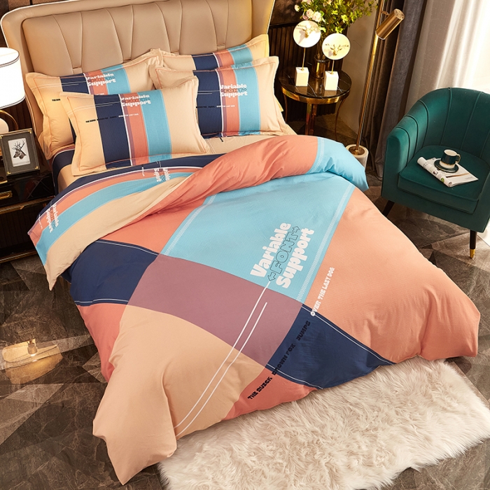 91家纺网 家纺一手货源 找家纺 雲归梦2021全棉大版生态磨毛四件套格条花型第1批 瑞芙丽