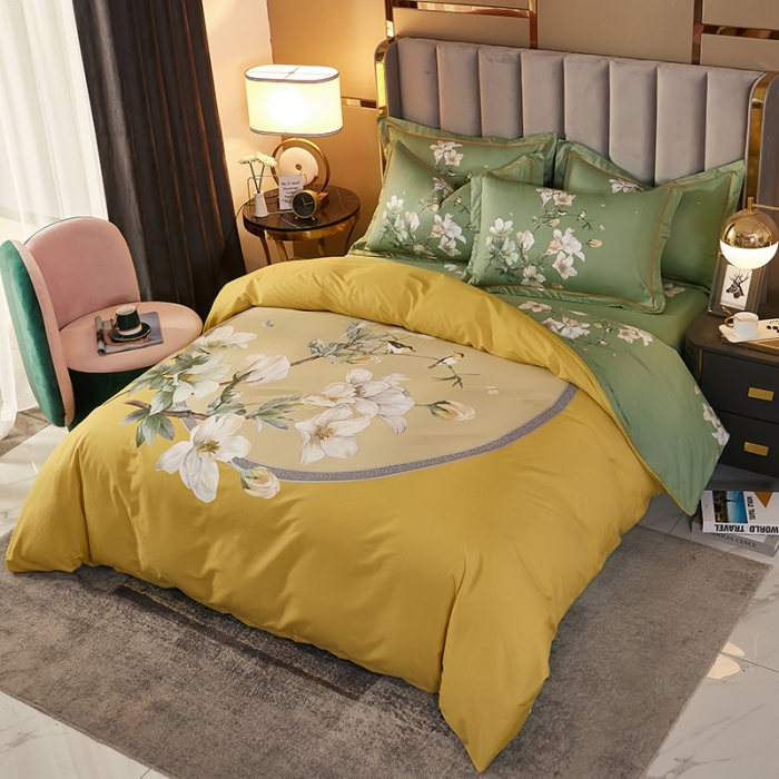 91家纺网 家纺一手货源 找家纺 雲归梦2021全棉大版生态磨毛四件套花卉花型第1批 婀娜多姿