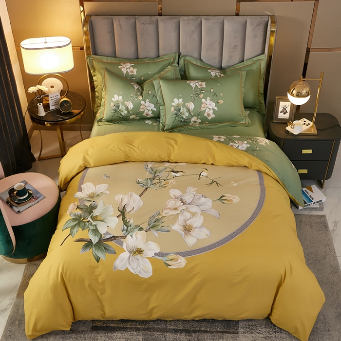 91家纺网 家纺一手货源 找家纺 雲归梦2021全棉大版生态磨毛四件套花卉花型第1批 婀娜多姿