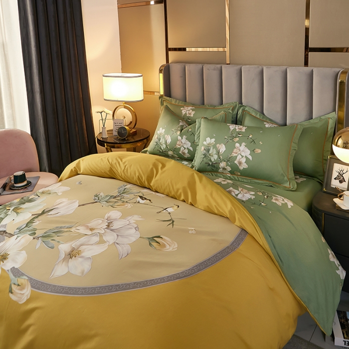 91家纺网 家纺一手货源 找家纺 雲归梦2021全棉大版生态磨毛四件套花卉花型第1批 婀娜多姿