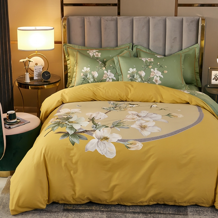 91家纺网 家纺一手货源 找家纺 雲归梦2021全棉大版生态磨毛四件套花卉花型第1批 婀娜多姿