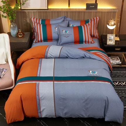 91家纺网 家纺一手货源 找家纺 雲归梦2021全棉大版生态磨毛四件套格条花型第1批 塞尔马