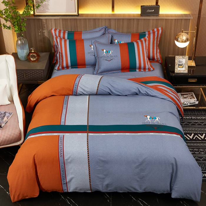 91家纺网 家纺一手货源 找家纺 雲归梦2021全棉大版生态磨毛四件套格条花型第1批 塞尔马