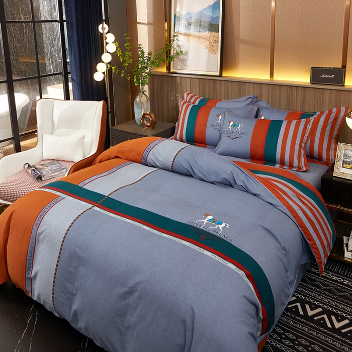 91家纺网 家纺一手货源 找家纺 雲归梦2021全棉大版生态磨毛四件套格条花型第1批 塞尔马