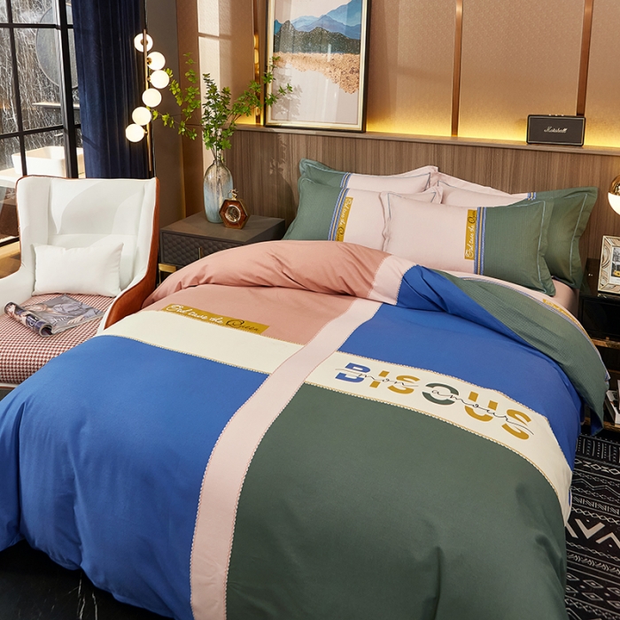 91家纺网 家纺一手货源 找家纺 雲归梦2021全棉大版生态磨毛四件套格条花型第1批 尚格