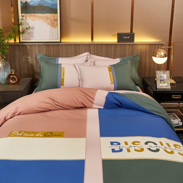 91家纺网 家纺一手货源 找家纺 雲归梦2021全棉大版生态磨毛四件套格条花型第1批 尚格