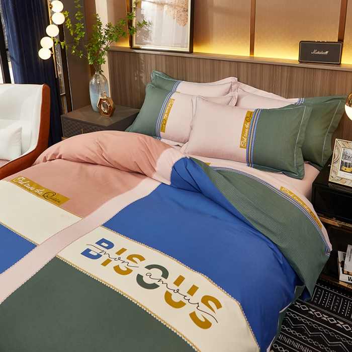 91家纺网 家纺一手货源 找家纺 雲归梦2021全棉大版生态磨毛四件套格条花型第1批 尚格