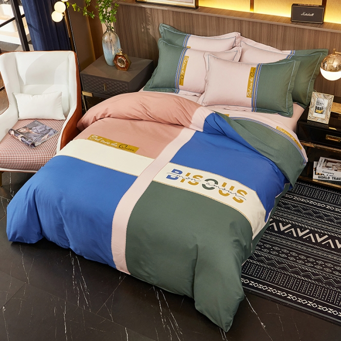 91家纺网 家纺一手货源 找家纺 雲归梦2021全棉大版生态磨毛四件套格条花型第1批 尚格