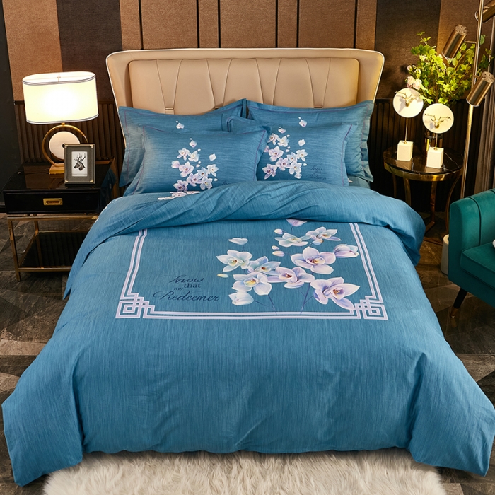 91家纺网 家纺一手货源 找家纺 雲归梦2021全棉大版生态磨毛四件套花卉花型第1批 芬香庭院