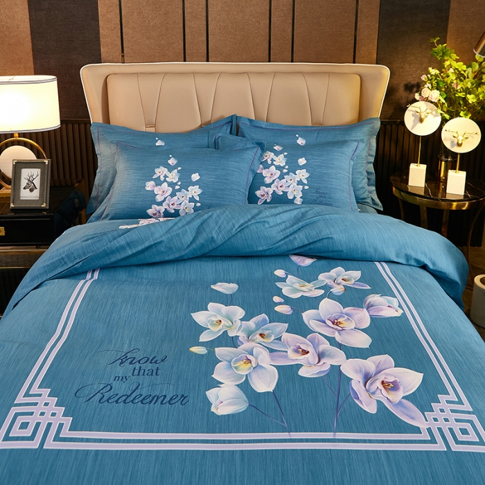 91家纺网 家纺一手货源 找家纺 雲归梦2021全棉大版生态磨毛四件套花卉花型第1批 芬香庭院