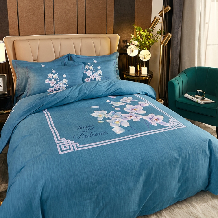 91家纺网 家纺一手货源 找家纺 雲归梦2021全棉大版生态磨毛四件套花卉花型第1批 芬香庭院