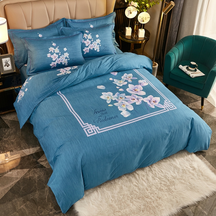 91家纺网 家纺一手货源 找家纺 雲归梦2021全棉大版生态磨毛四件套花卉花型第1批 芬香庭院