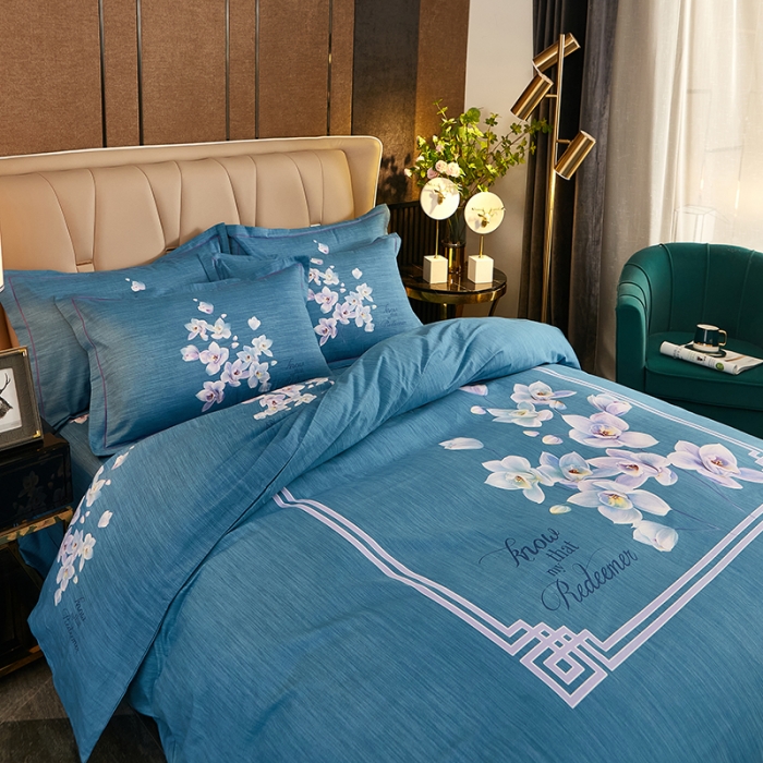 91家纺网 家纺一手货源 找家纺 雲归梦2021全棉大版生态磨毛四件套花卉花型第1批 芬香庭院