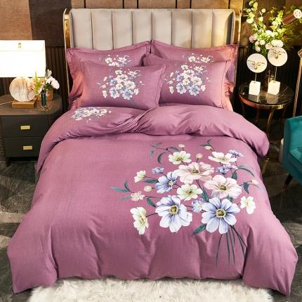 91家纺网 家纺一手货源 找家纺 雲归梦2021全棉大版生态磨毛四件套花卉花型第1批 风铃花语